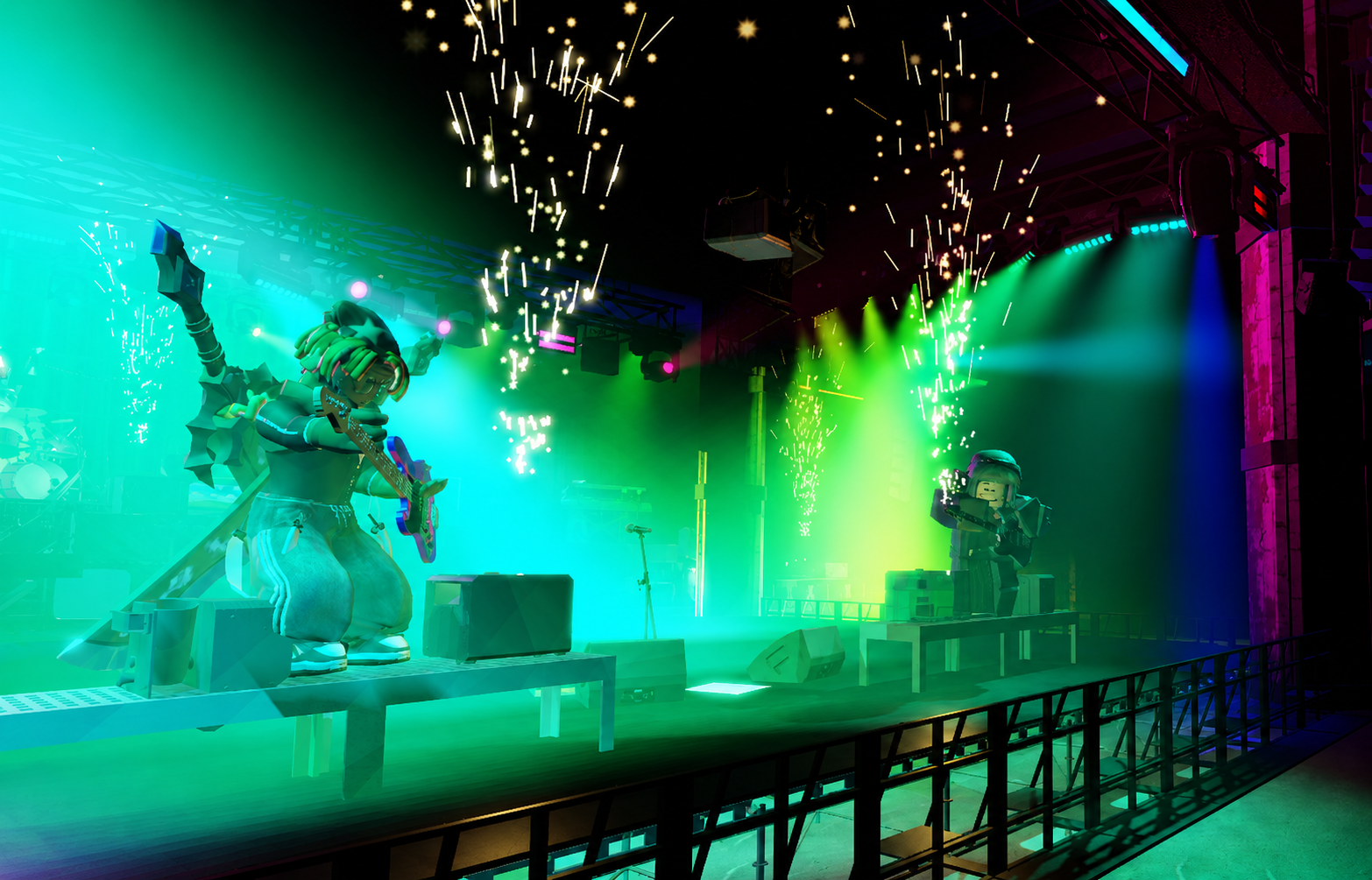 Virtual live event stage and lighting